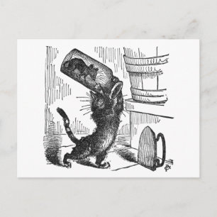 Katze Ungefähr, um Flasche mit Maus darin zu zersc Postkarte