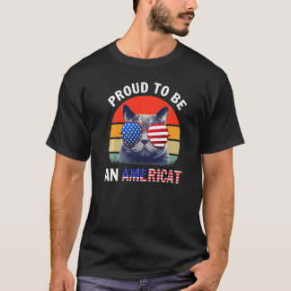 Katze uns Flagge Sonnenbrille Stolz, ein Americat  T-Shirt