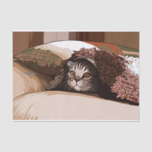 Katze unter Deckpapier Seidenpapier