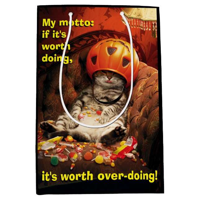 Katze unter dem Kanadier Mittlere Geschenktüte (Vorderseite)