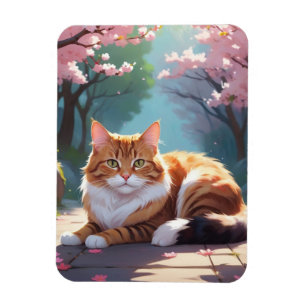 Katze unter dem Sakura-Baummagneten Magnet