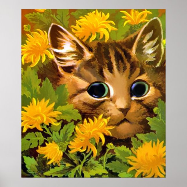 Katze unter den Blume Plakatdruck Poster (Vorne)