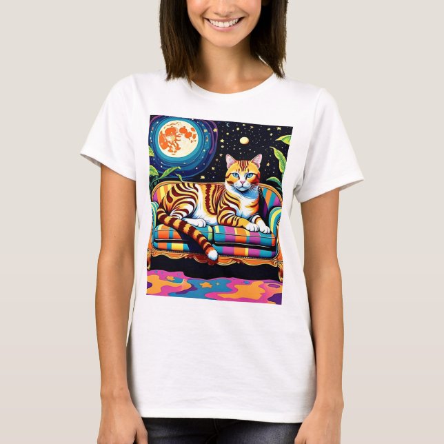 Katze unter den Sternen 2 T-Shirt (Vorderseite)