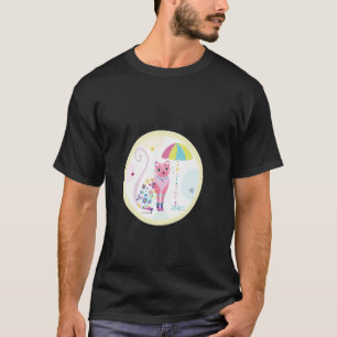 Katze unter Regenschirm T-Shirt