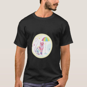 Katze unter Regenschirm T-Shirt