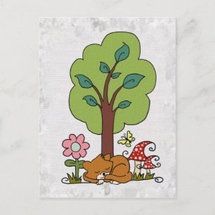 Katze unterm Baum Postkarte