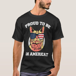 Katze Us Flagge Sonnenbrille Stolz, ein Americat 4 T-Shirt
