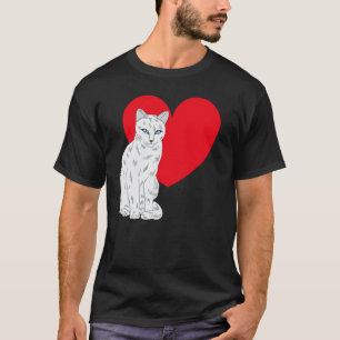 Katze Valentinstag Kätzchen Herz Süße Weiße Katze T-Shirt