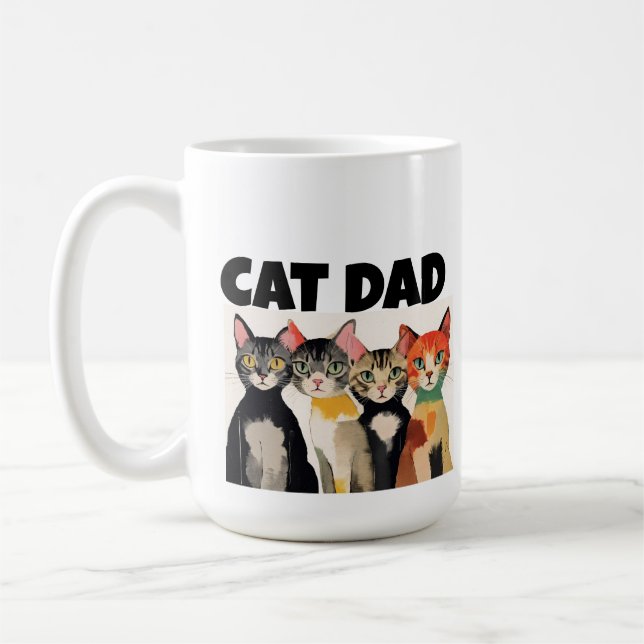 KATZE VATER FARBIGE KATZEN ART KAFFEETASSE (Links)