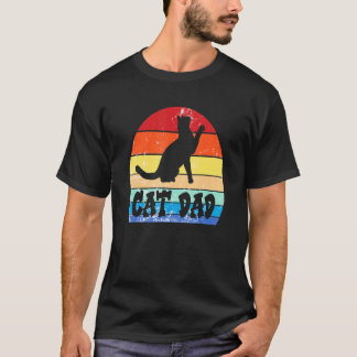 Katze Vater Vintag Retro Sonnenuntergang Katze Vat T-Shirt