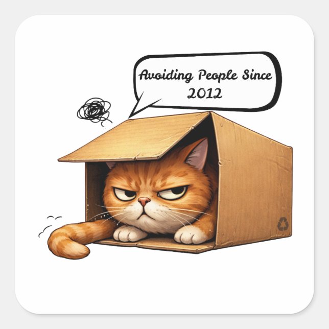 Katze vermeidet Menschen seit 2012 Sticker (Vorderseite)