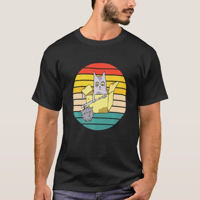 Katze verteidigt Karton T-Shirt (Vorderseite)