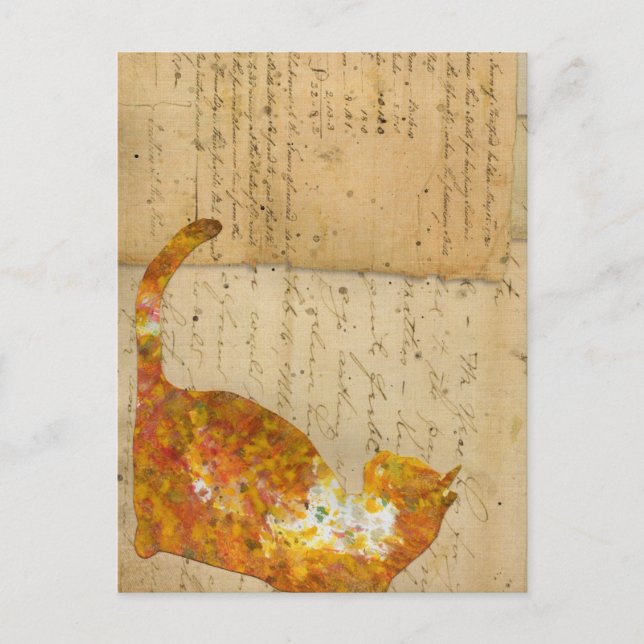 Katze vieler Wörter Postkarte (Vorderseite)