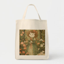 Katze - viktorianische Katzenlady mit Rosen