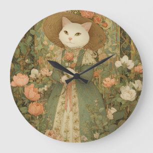 Katze - viktorianische Katzenlady Rosewood Große Wanduhr