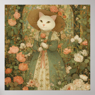 Katze - viktorianische Katzenlady Rosewood Poster