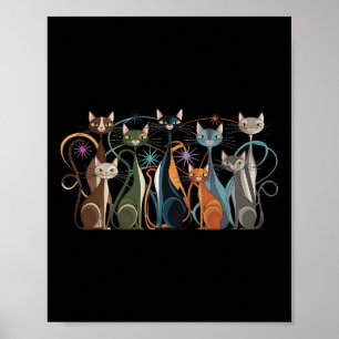 Katze Vintage Retro Mitte des Jahrhunderts Modern Poster