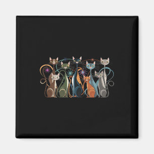 Katze Vintage Retro Mitte des Jahrhunderts Moderne Magnet
