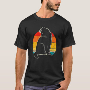 Katze Vintage Schwarze Katze Gelbe Augen T-Shirt