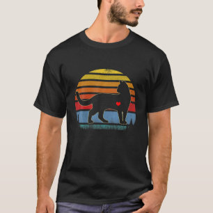 Katze Vintage Silhouette 60er 70er Retro Geschenke T-Shirt