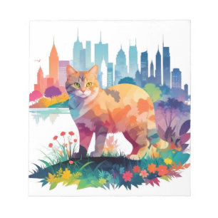 Katze Vintage Tier Natur Umwelt Kunstmalerei Notizblock