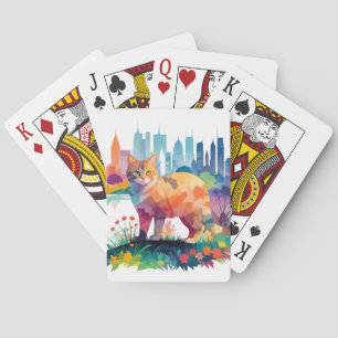 Katze Vintage Tier Natur Umwelt Kunstmalerei Spielkarten