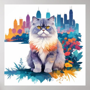 Katze Vintage Umwelt Tierart Malerei Poster