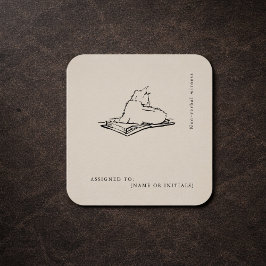 Katze Vintage Wissenschaftliche Kunst | Dunkle Aka Quadratischer Aufkleber