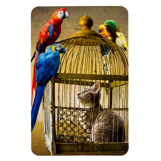Katze & Vögel Magnet (Vertikal)