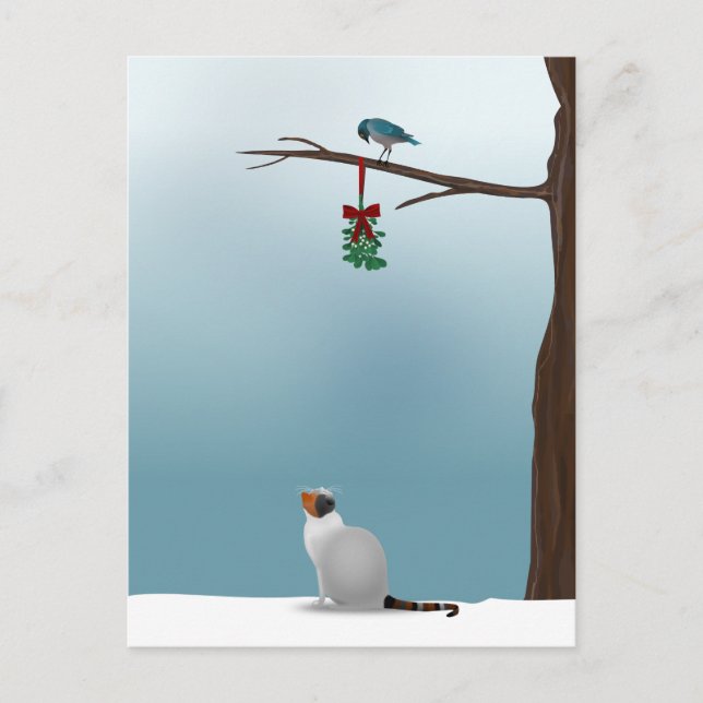 Katze, Vögel und Misteltiere Postkarte (Vorderseite)