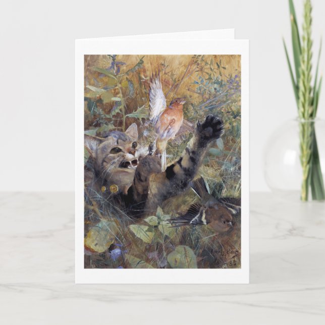 Katze Vogelfang, Bruno Liljefors Karte (Vorderseite)