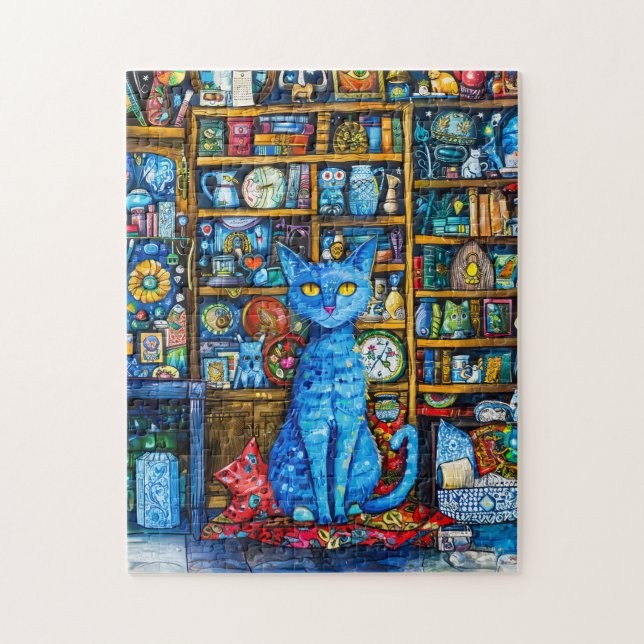 Katze von farbenfroher Hülle Puzzle (Vertikal)