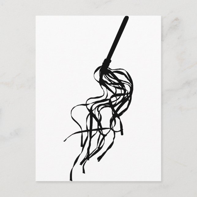 Katze von neun Schwänzen S&M Whip Kontur Silhouett Postkarte (Vorderseite)