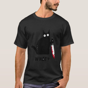 Katze W Schwarz Katzenkatze mit Messer T-Shirt