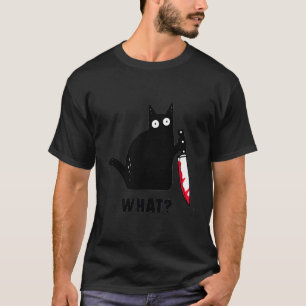 Katze W Schwarz Katzenkatze mit Messer T-Shirt