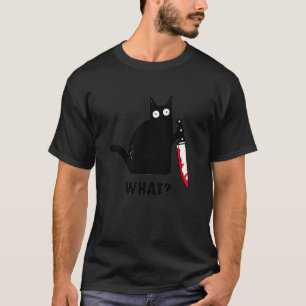Katze was Funny Black Ca Murderous Katze mit Knife T-Shirt