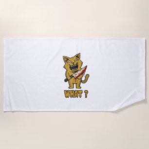 Katze, was _ Funny gruselige Katze mit Knife Strandtuch