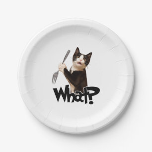 Katze, was für eine lustige schwarze Katze, Katze  Pappteller