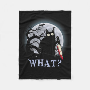 Katze, was für eine mörderische schwarze Katze mit Fleecedecke