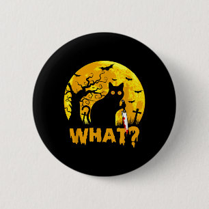 Katze Was_ Halloween Schwarze Katze Mit Messer - L Button
