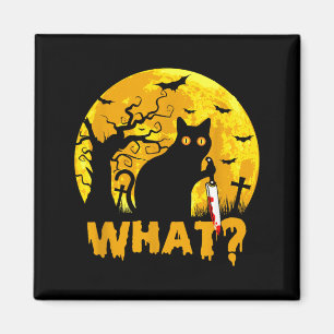 Katze Was_ Halloween Schwarze Katze Mit Messer - L Magnet