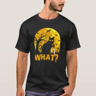 Katze Was Halloween Schwarze Katze mit Messer - Lu T-Shirt