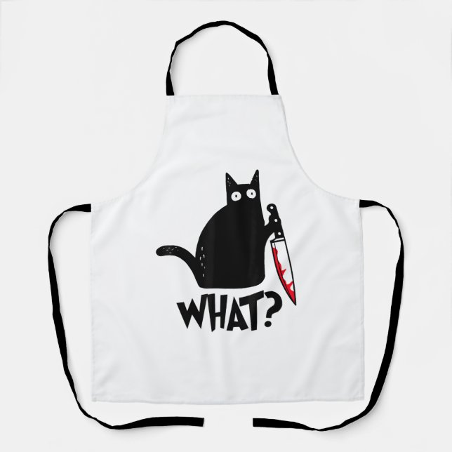 Katze Was_ Lustig Schwarz Katze  Schürze (Vorderseite)