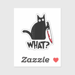 Katze Was_ Lustig Schwarze Katze Aufkleber
