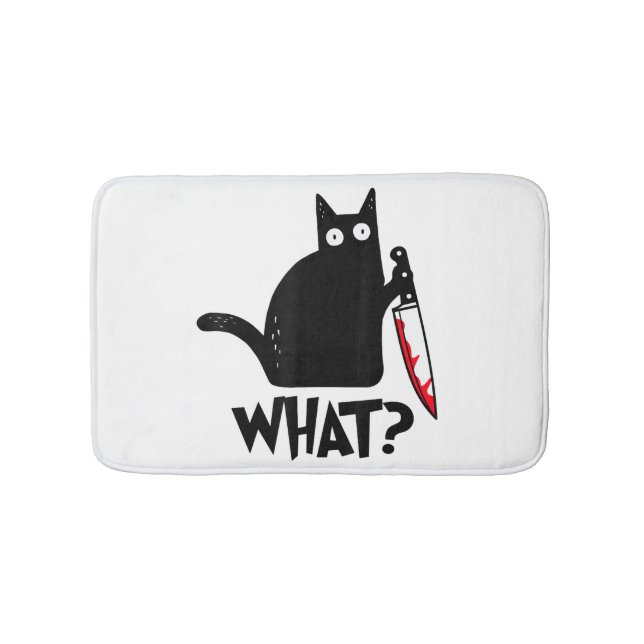 Katze Was_ Lustig Schwarze Katze  Badematte (Vorderseite)