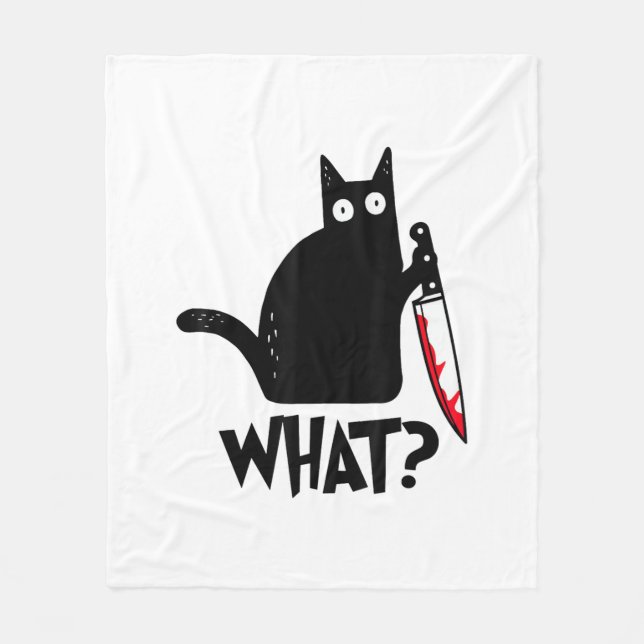 Katze Was_ Lustige Schwarze Katze  Fleecedecke (Vorderseite)