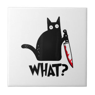 Katze Was_ Lustige Schwarze Katze  Fliese