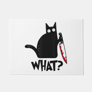 Katze Was_ Lustige Schwarze Katze  Fußmatte