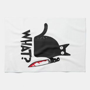 Katze Was_ Lustige Schwarze Katze Geschirrtuch