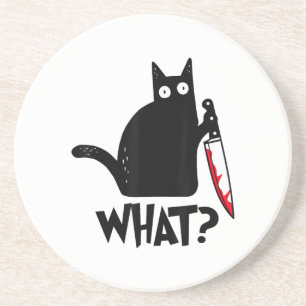 Katze Was_ Lustige Schwarze Katze  Getränkeuntersetzer